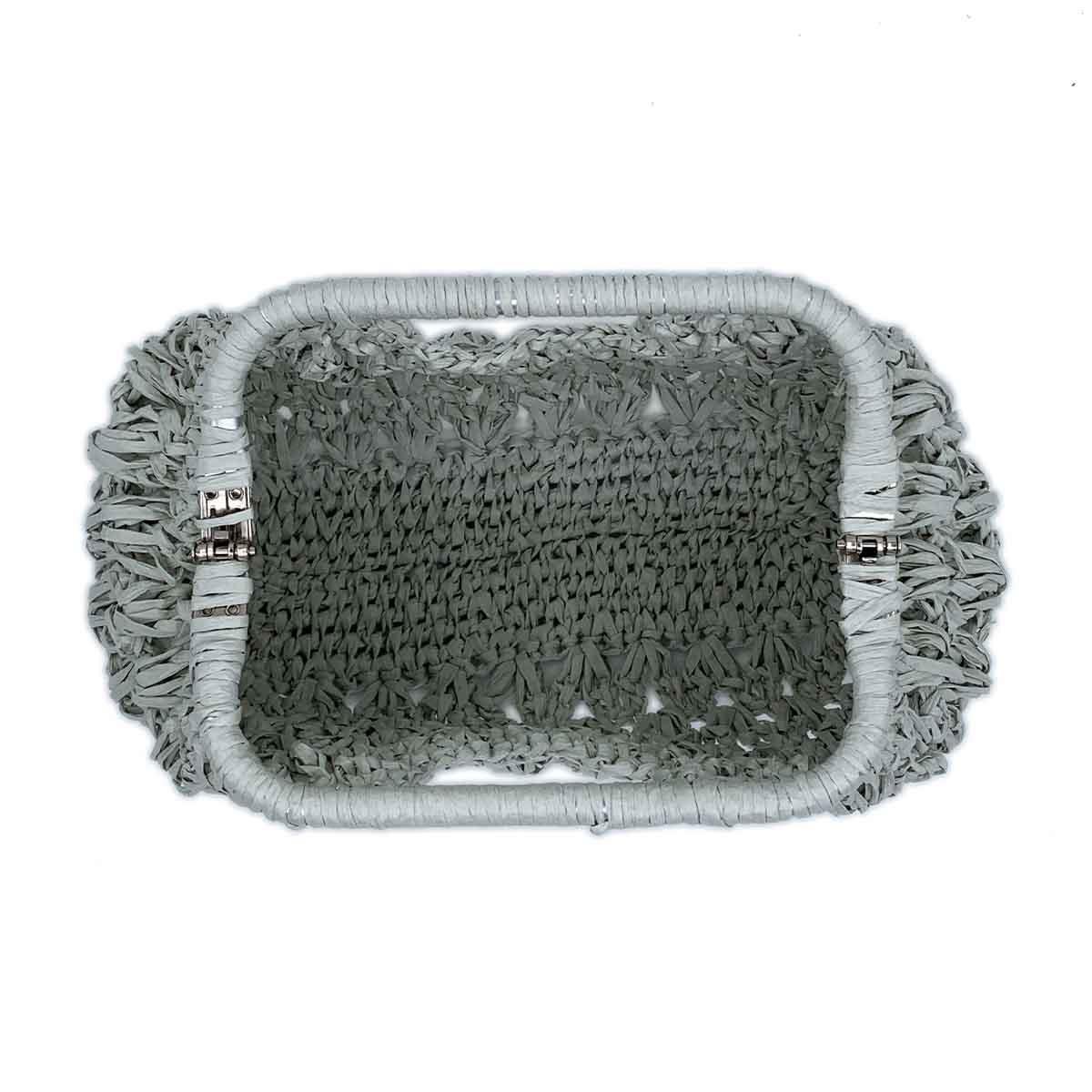 El İşi Gri Hasır El Çantası Küçük Boy