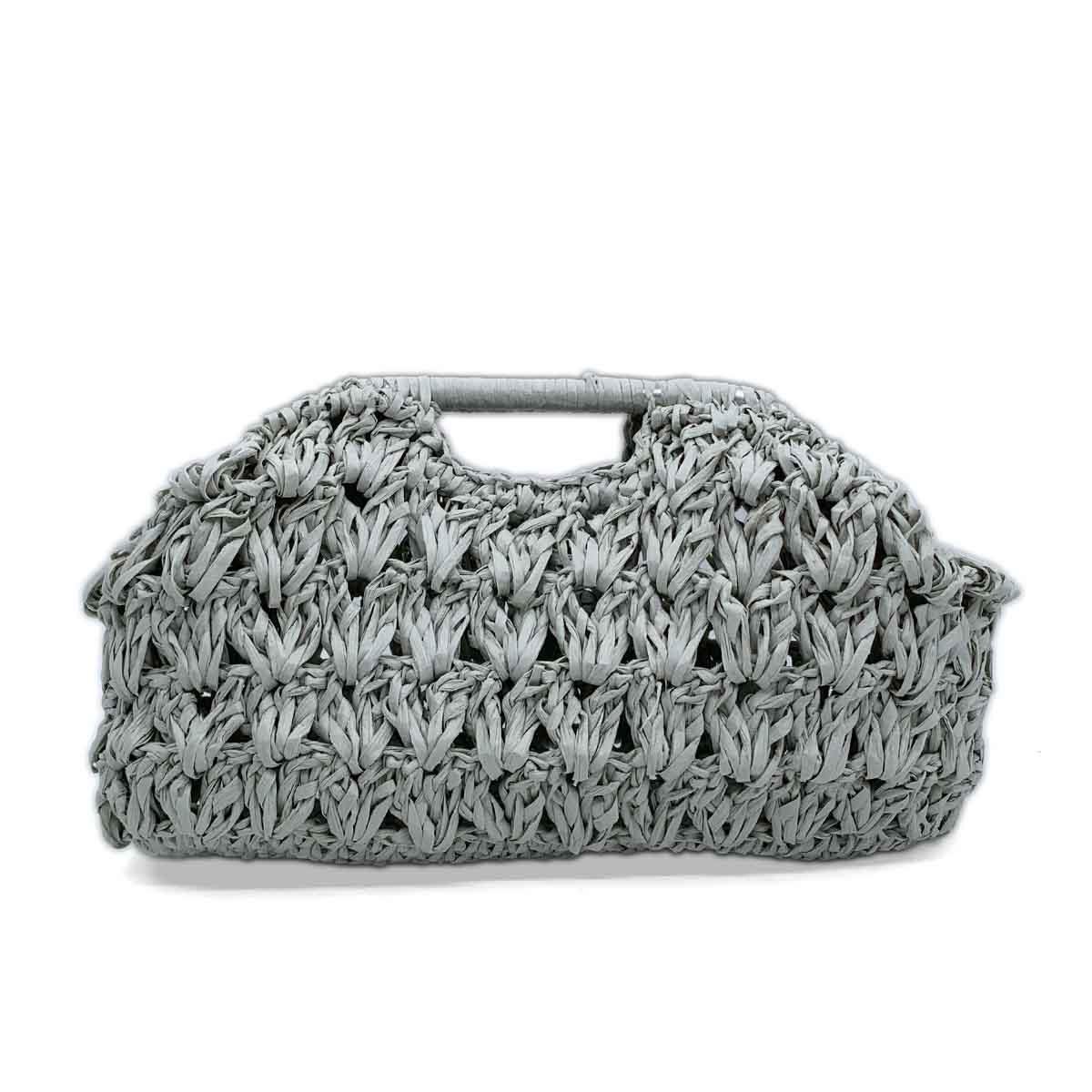 El İşi Gri Hasır El Çantası Küçük Boy