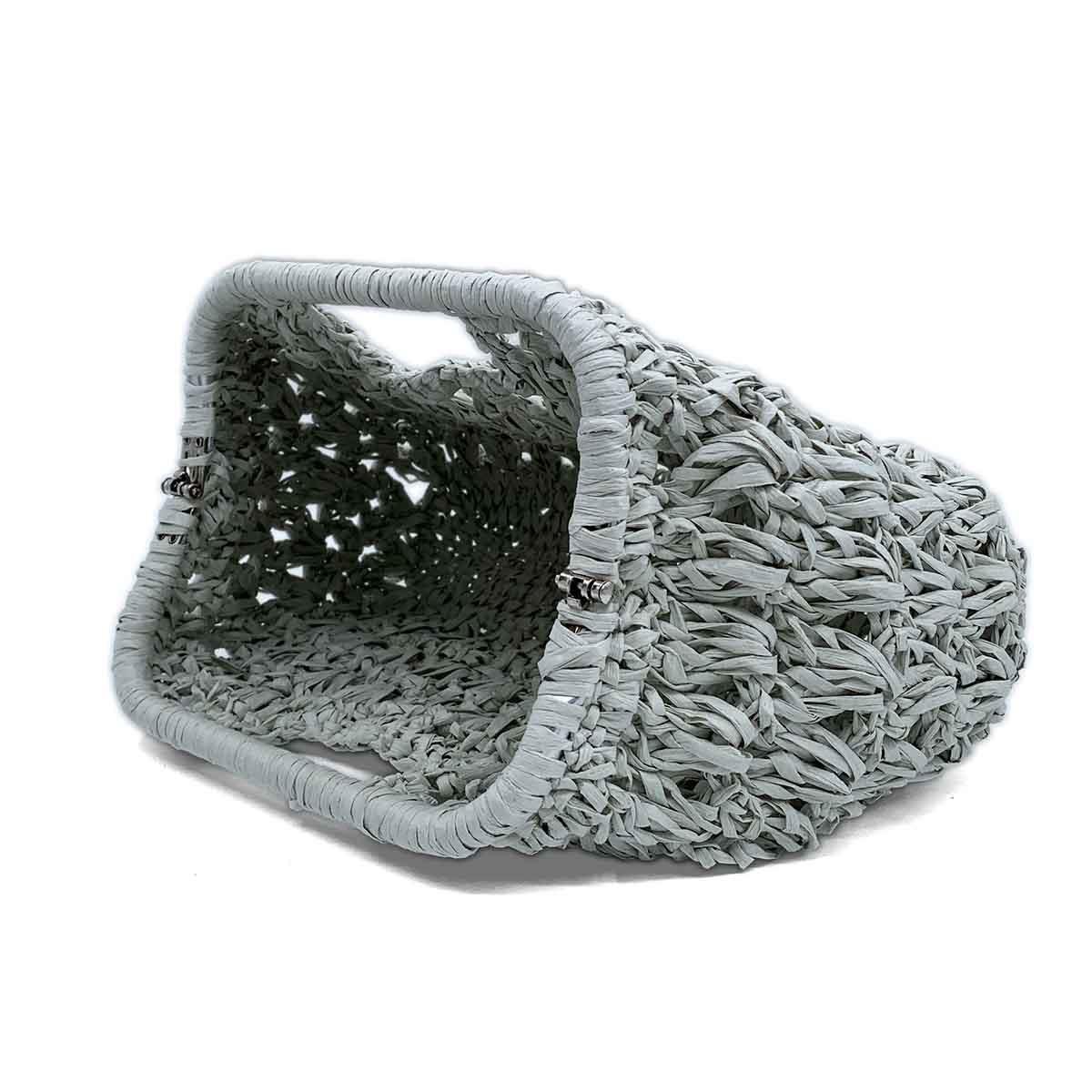 El İşi Gri Hasır El Çantası Küçük Boy