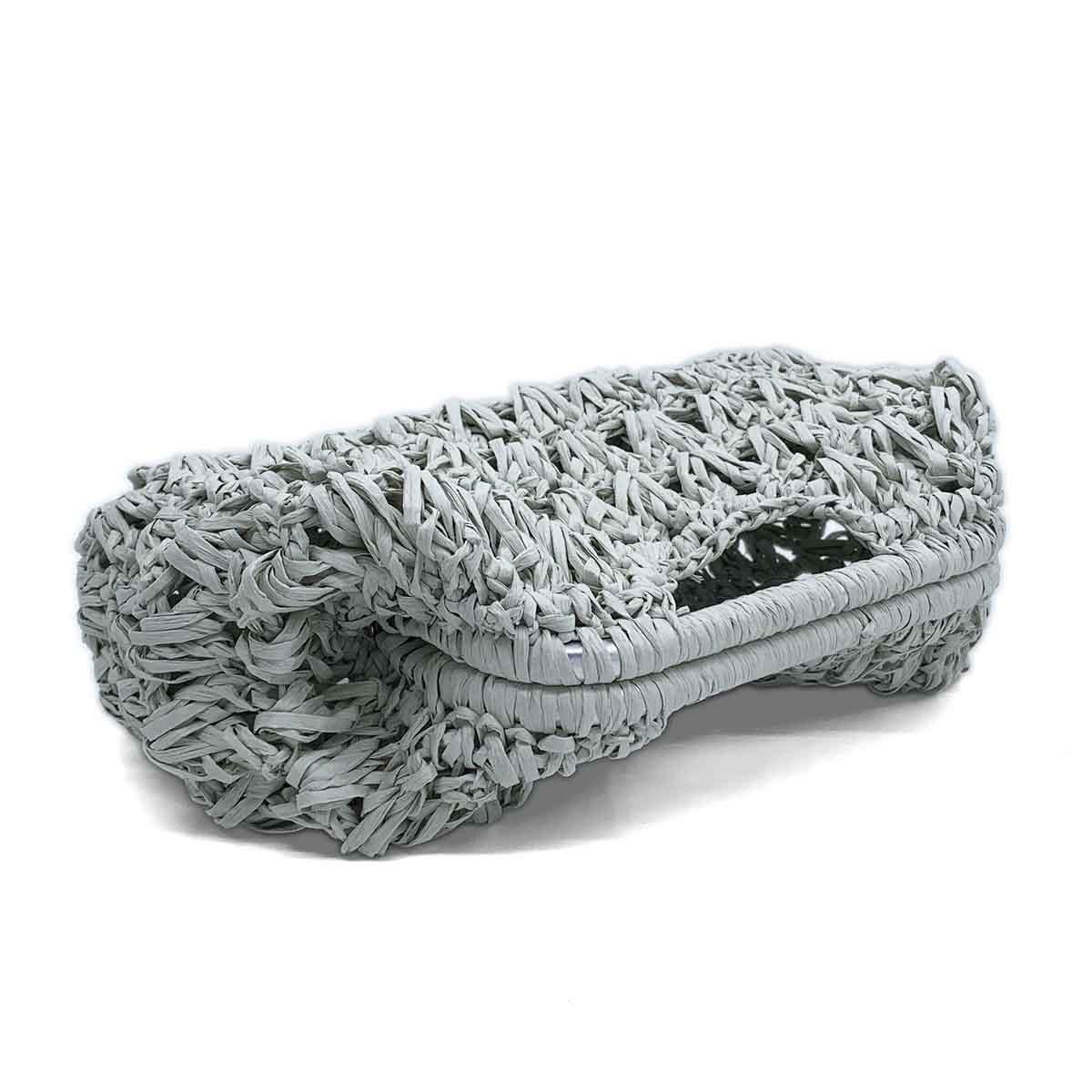 El İşi Gri Hasır El Çantası Küçük Boy