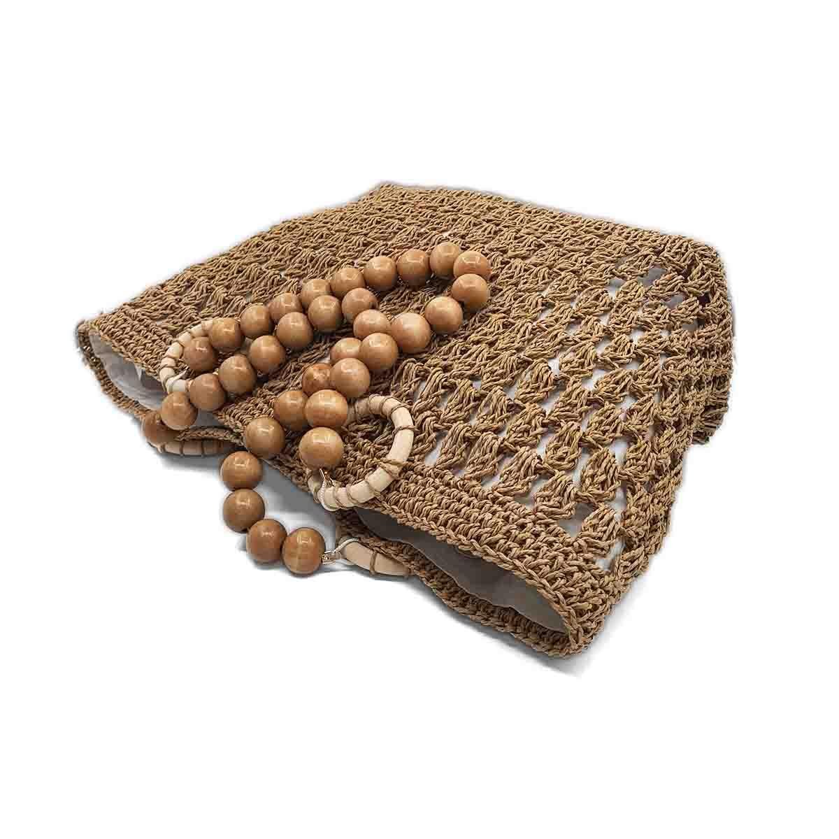 El İşi Hasır Omuz Çantası Büyük Boy