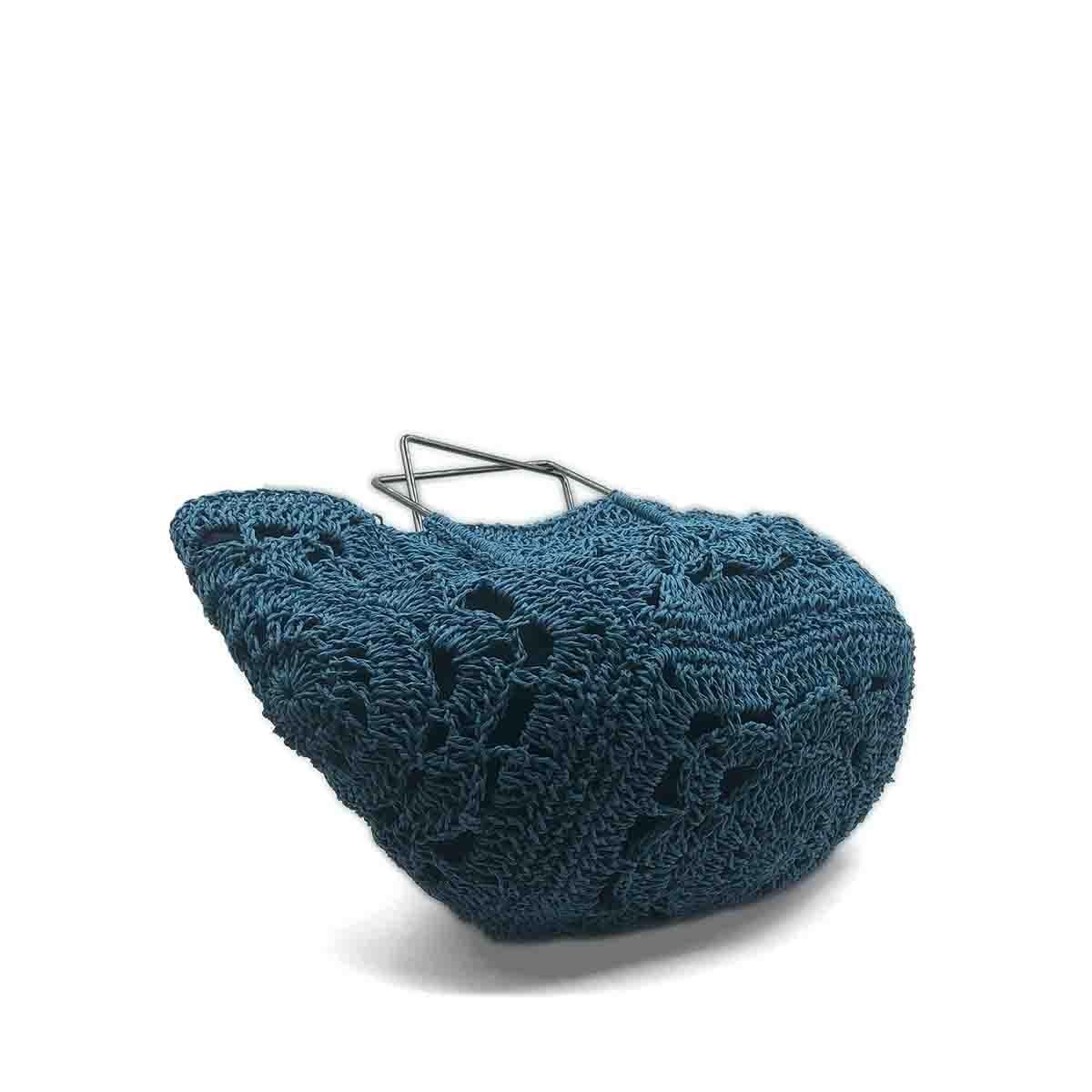 El Yapımı Örgü Gece Mavisi El Çantası