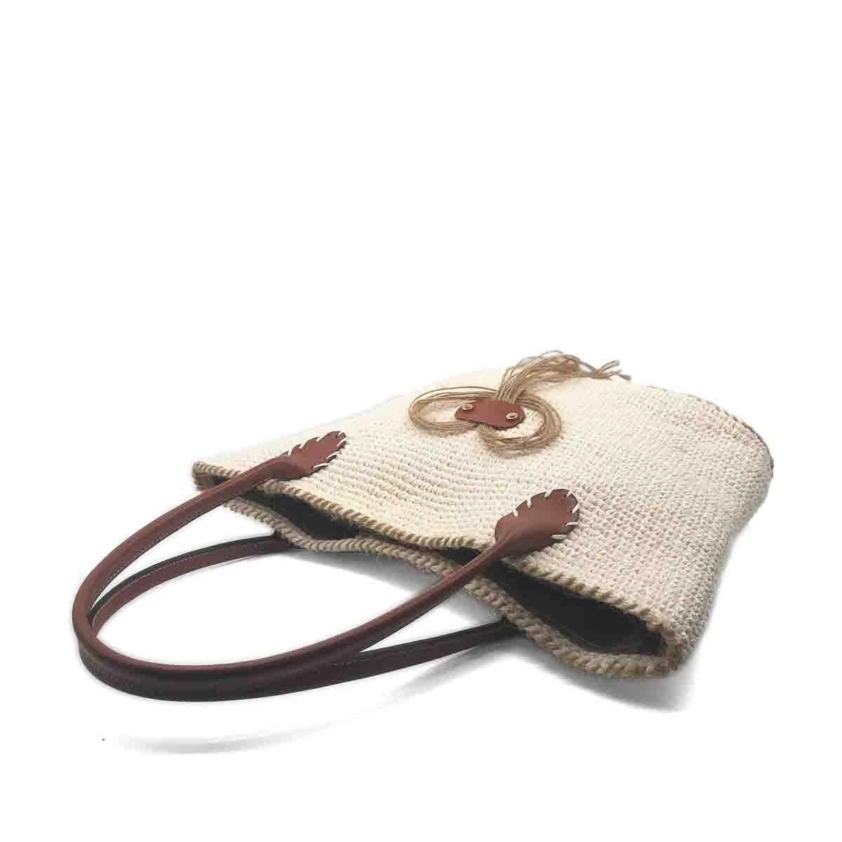 El Yapımı Örgü Krem Rengi Omuz Çantası