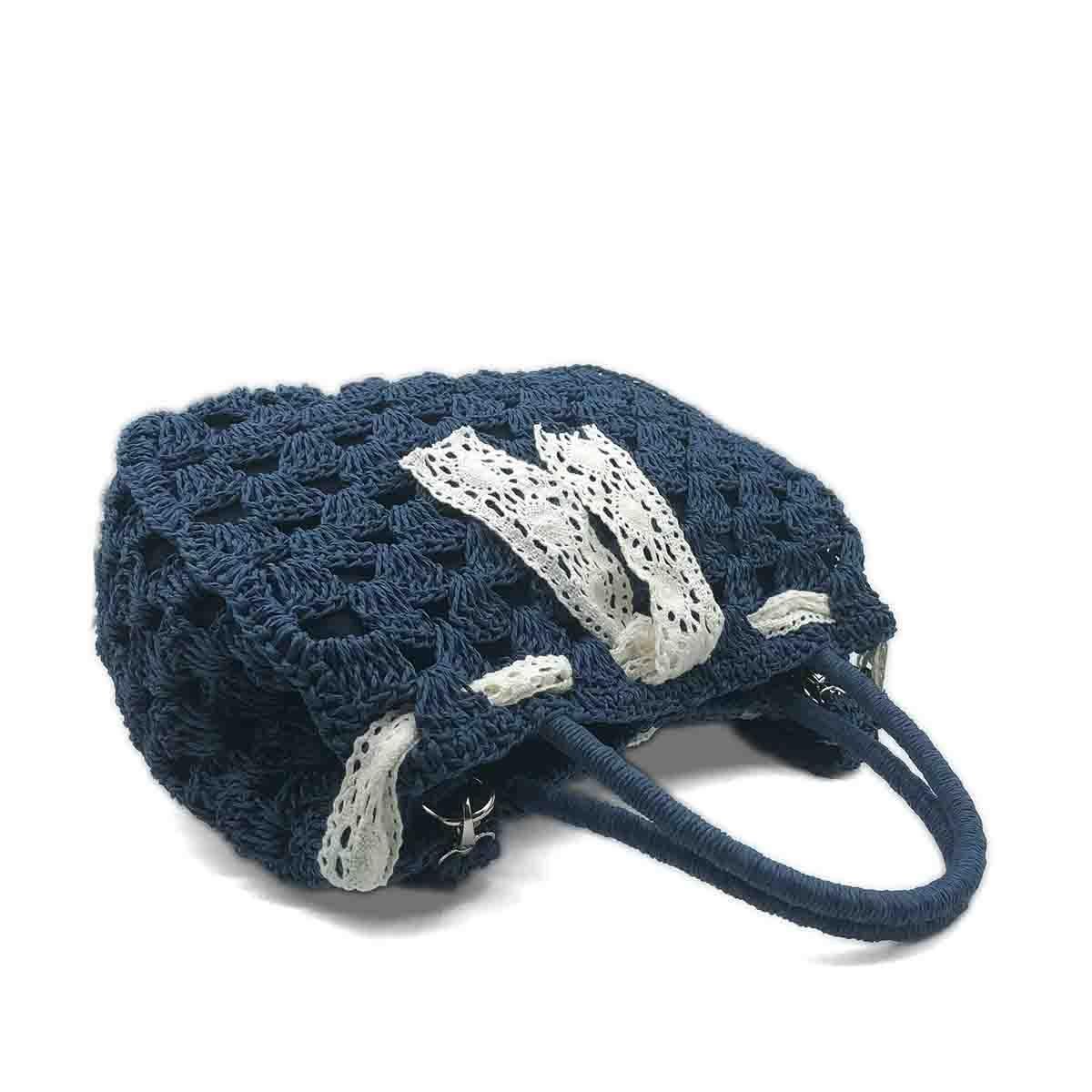 El Yapımı Örgü Lacivert Çapraz & El Çantası