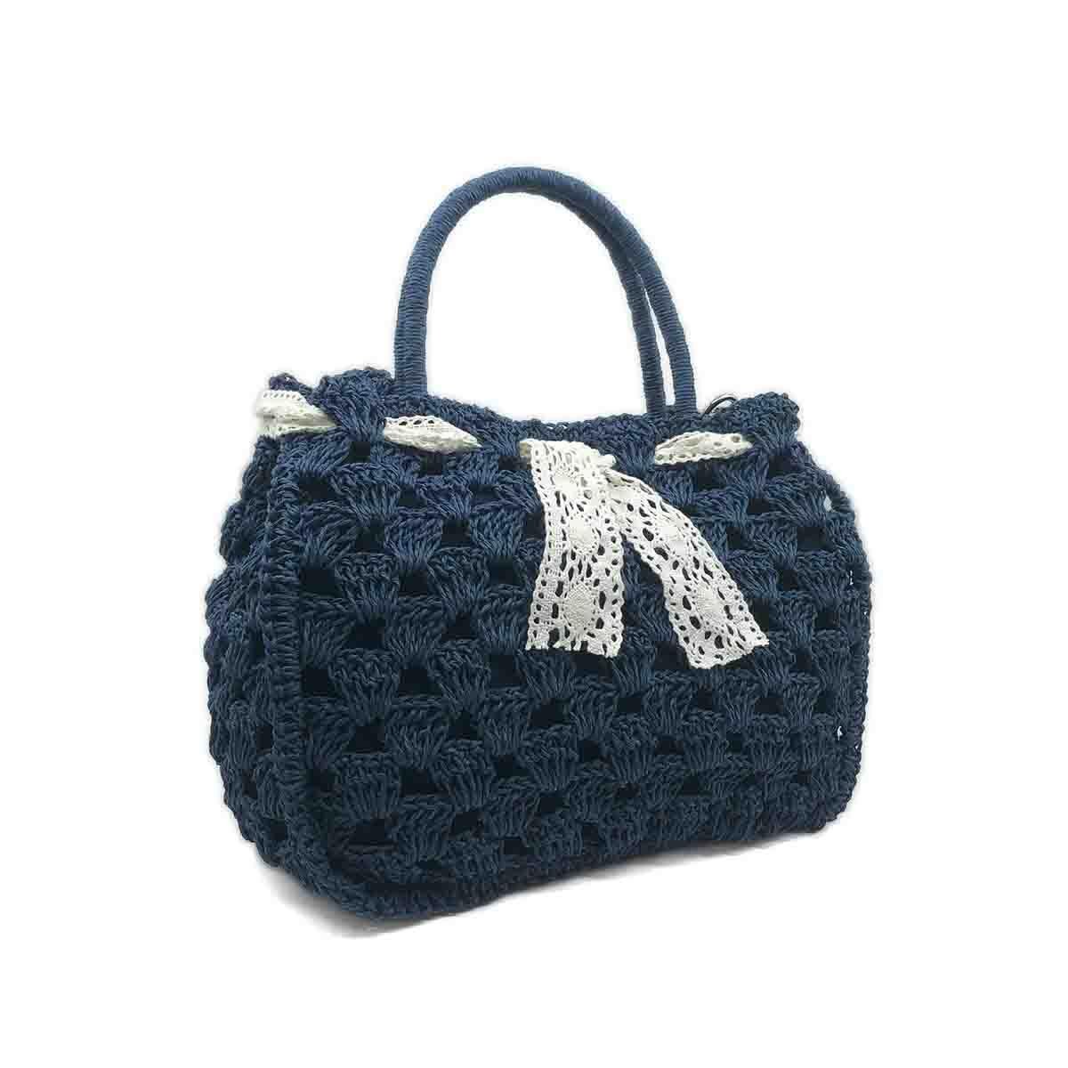 El Yapımı Örgü Lacivert Çapraz & El Çantası