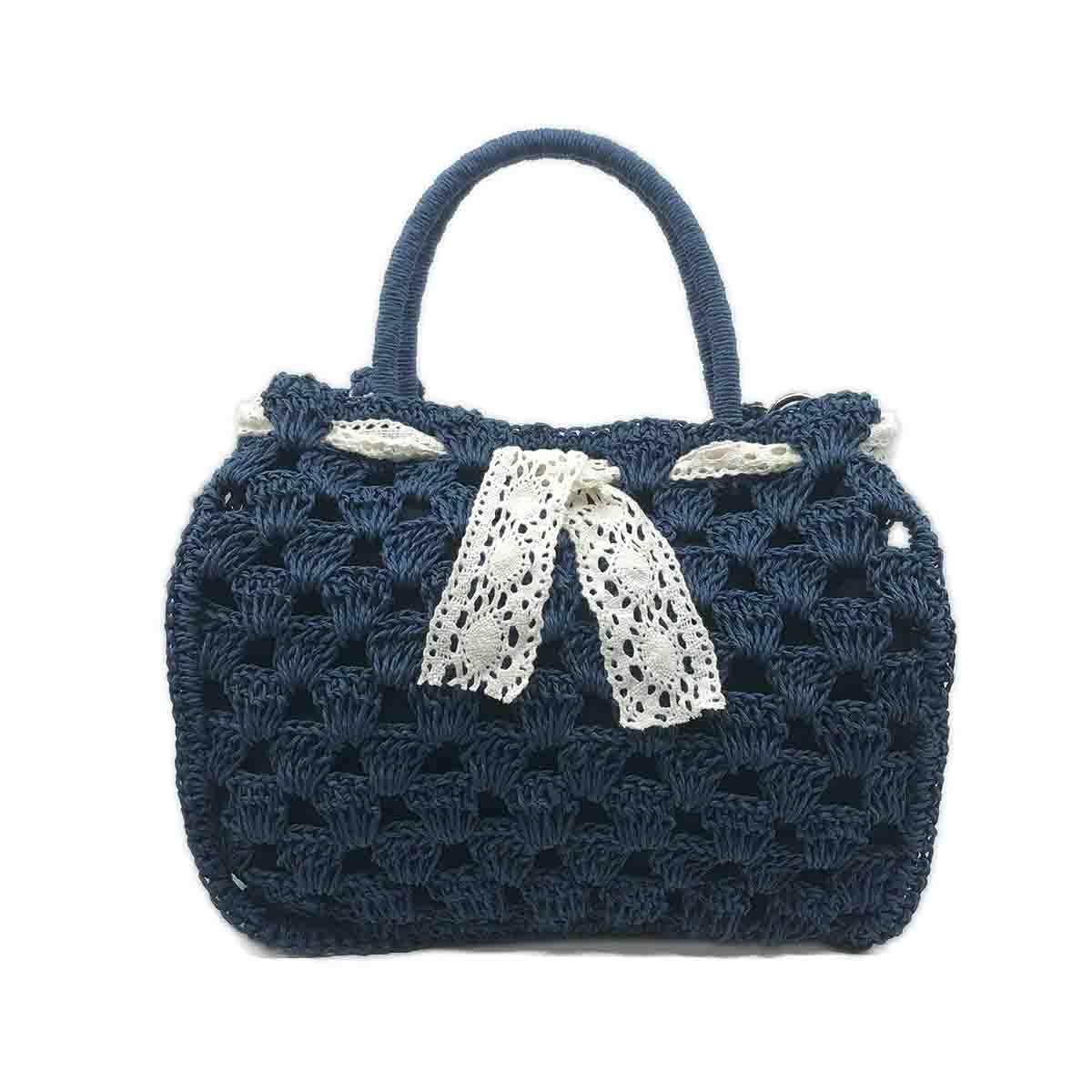 El Yapımı Örgü Lacivert Çapraz & El Çantası