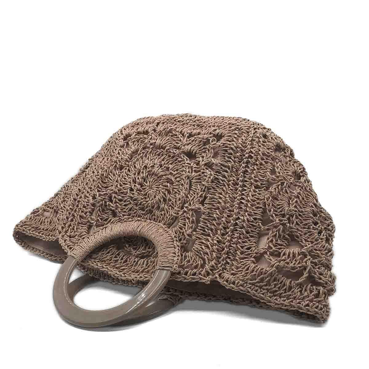 El Yapımı Örgü Toprak Rengi El Çantası