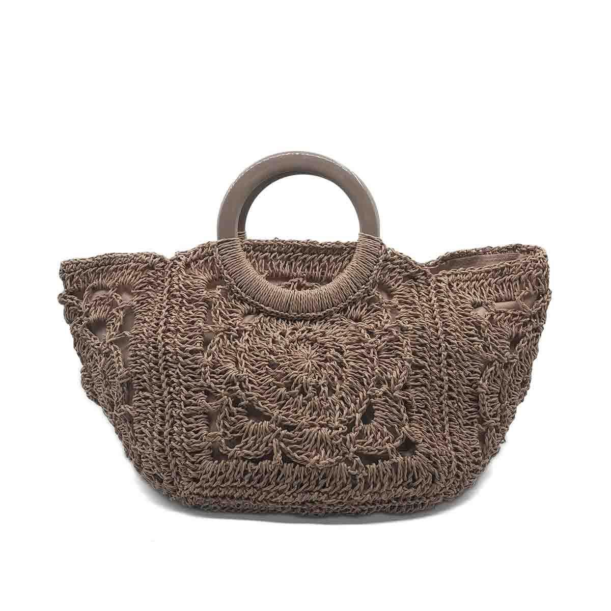 El Yapımı Örgü Toprak Rengi El Çantası