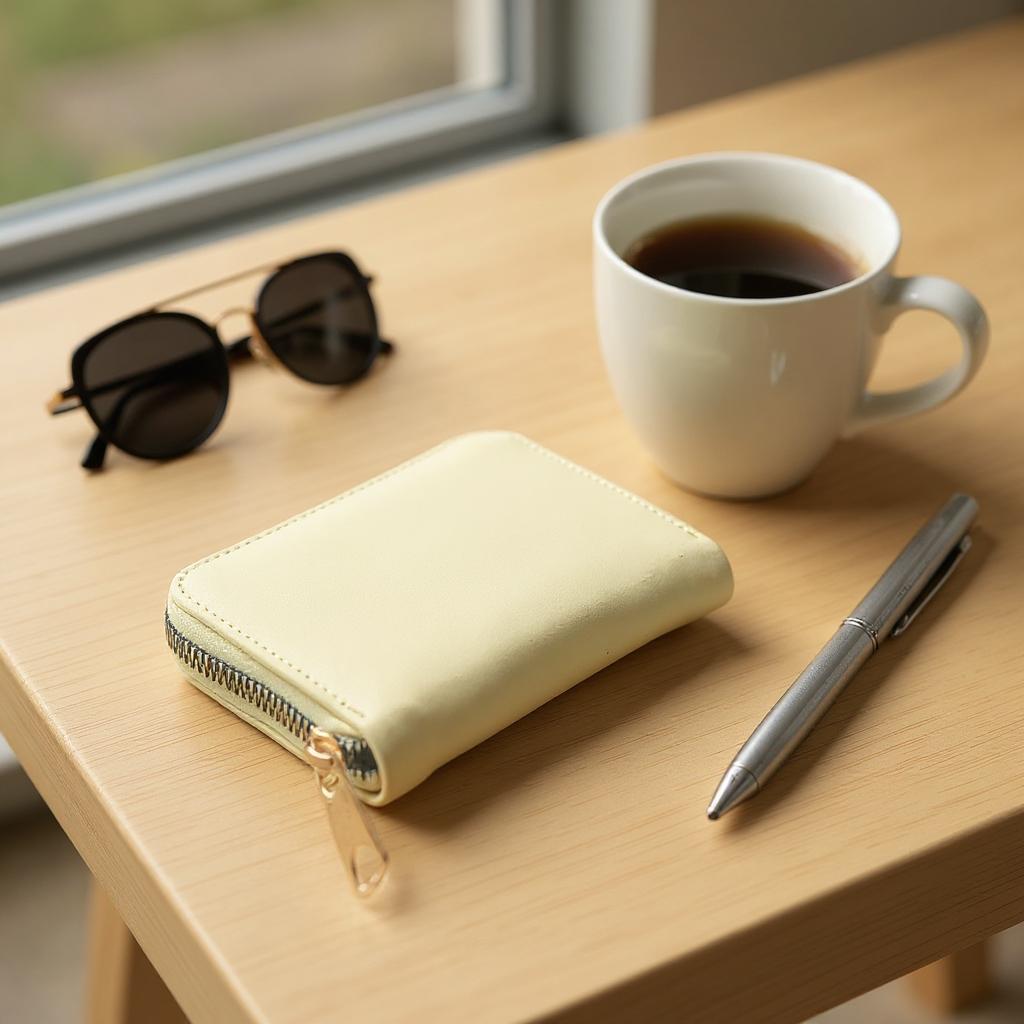 Fermuarlı Sarı Mini Cüzdan