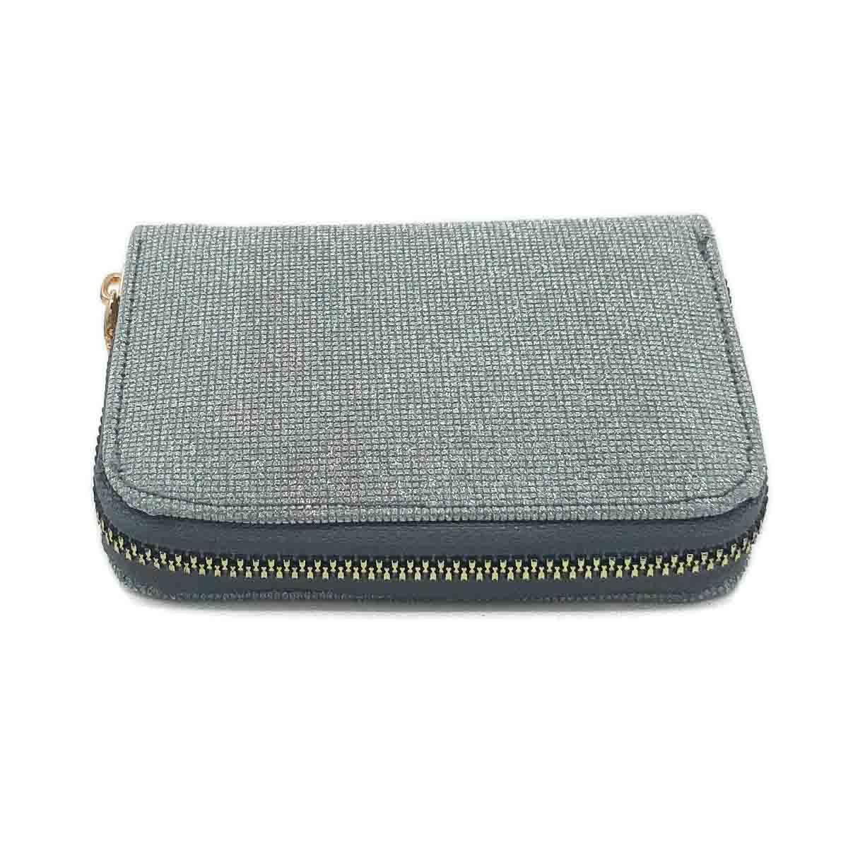 Fermuarlı Simli Gri Cüzdan