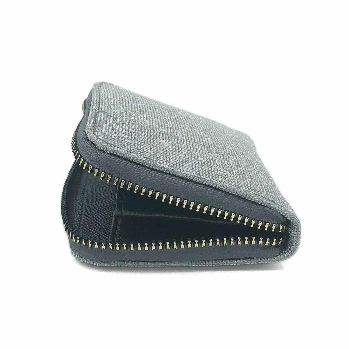 Fermuarlı Simli Gri Cüzdan