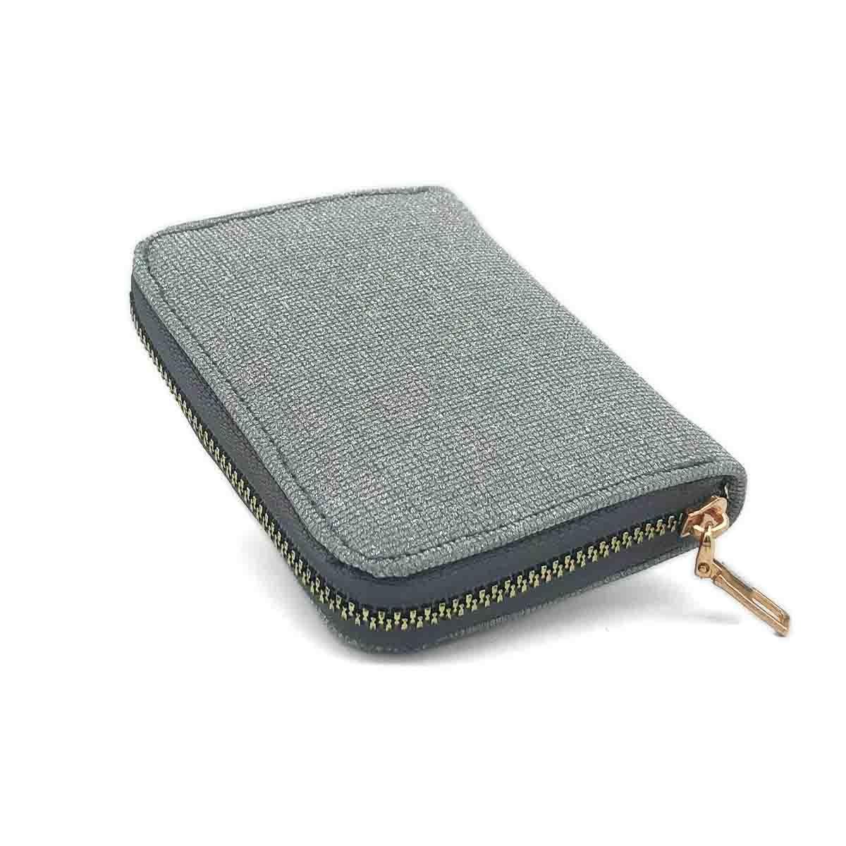 Fermuarlı Simli Gri Cüzdan