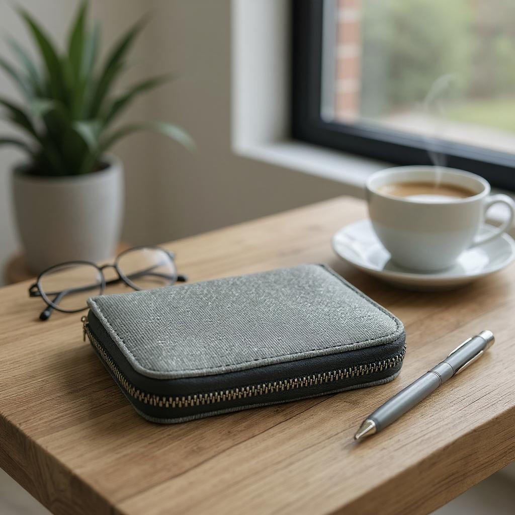 Fermuarlı Simli Gri Cüzdan