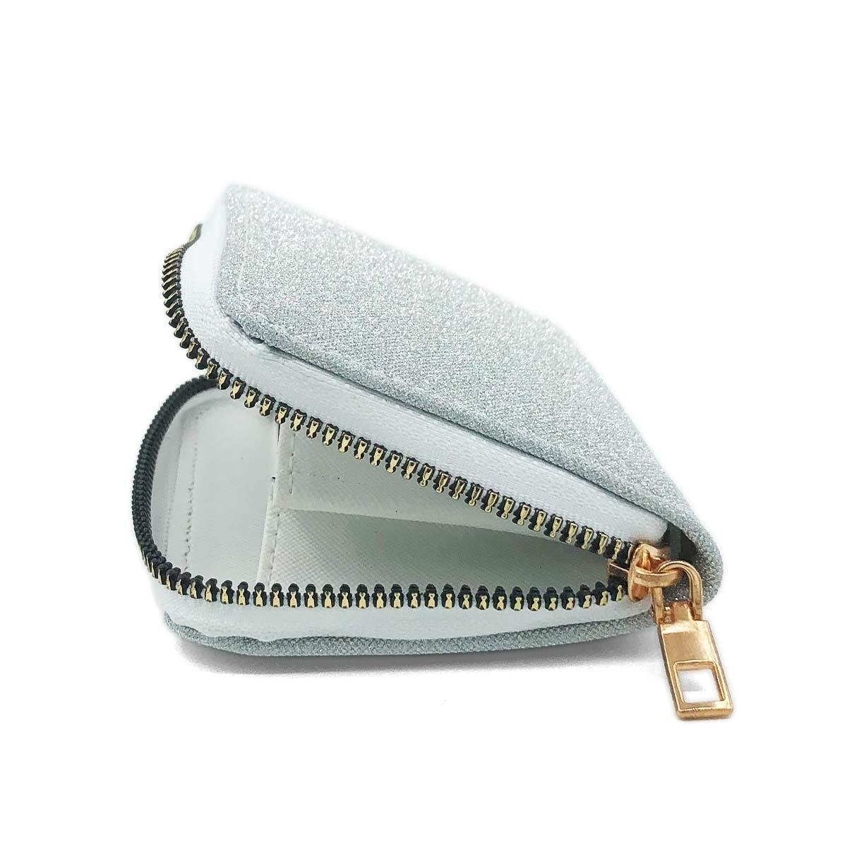 Fermuarlı Simli Gümüş Renk Cüzdan