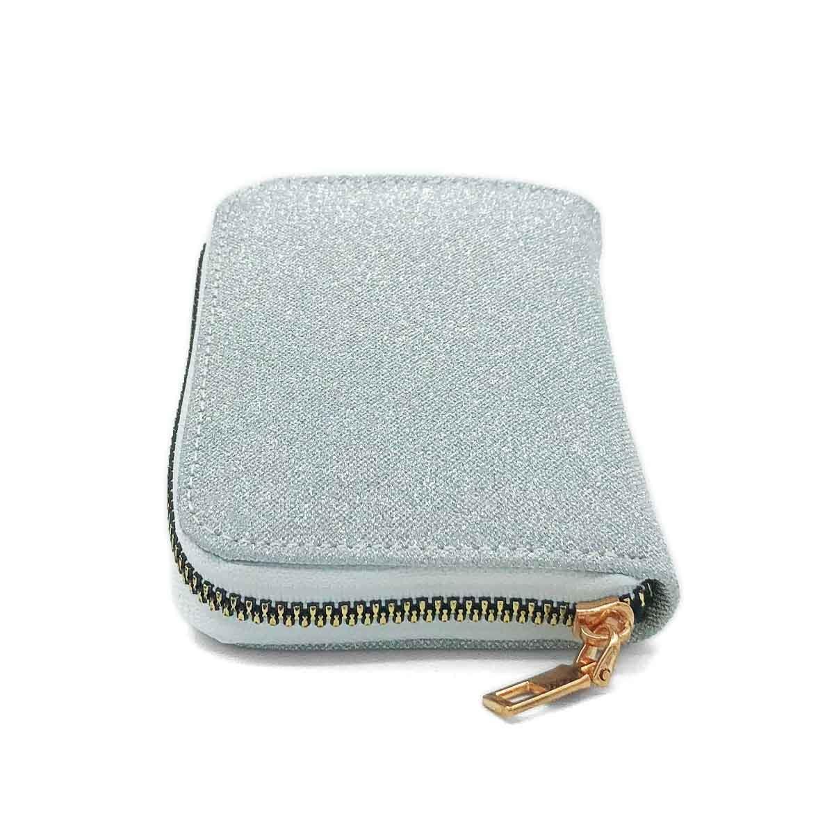 Fermuarlı Simli Gümüş Renk Cüzdan