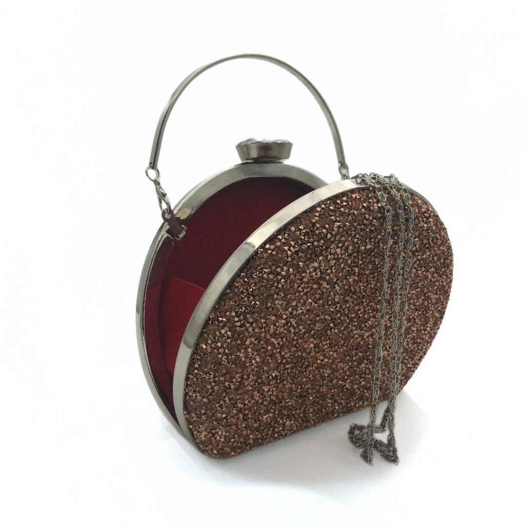 Gold Taşlı Simli Altın Yansıması Abiye Çanta