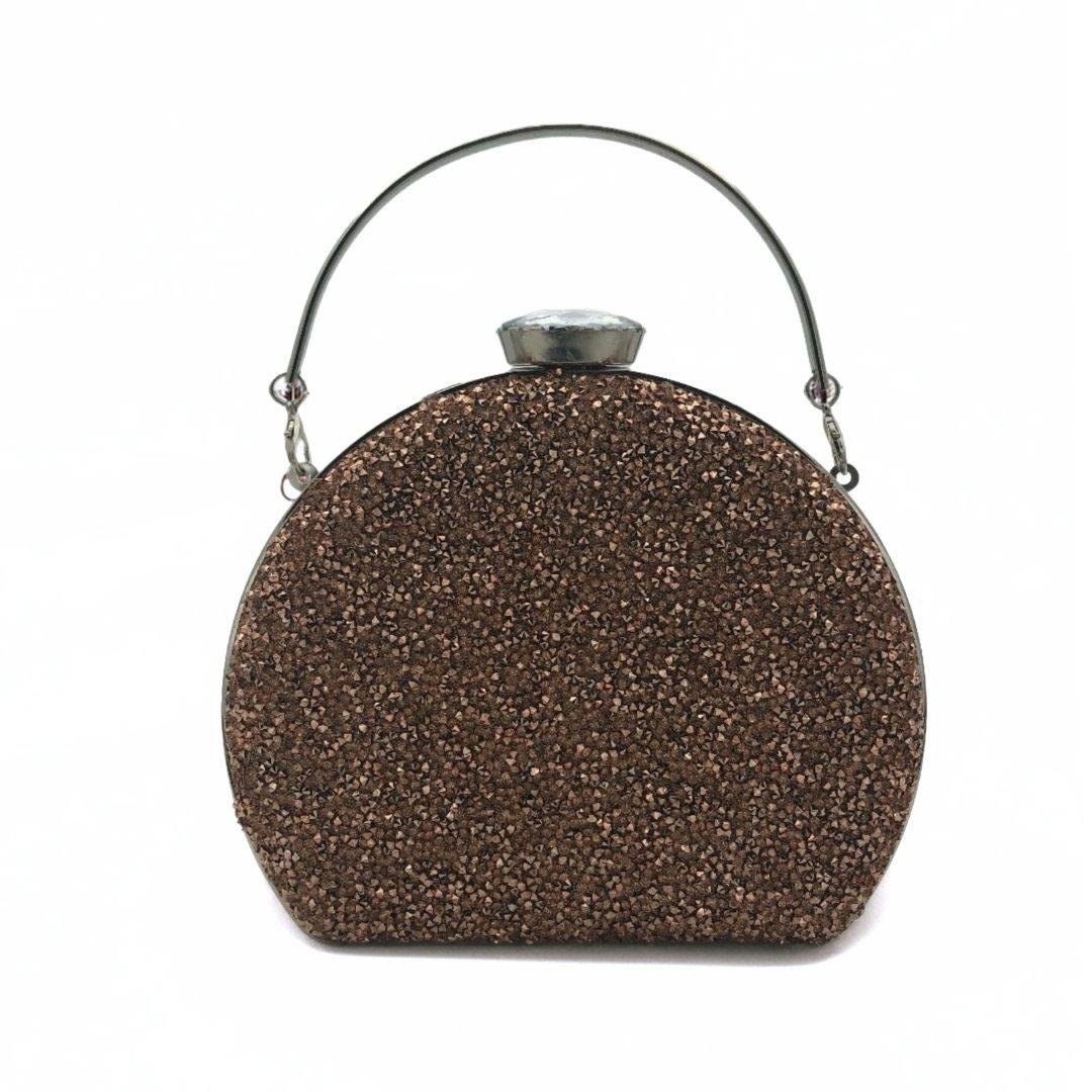 Gold Taşlı Simli Altın Yansıması Abiye Çanta