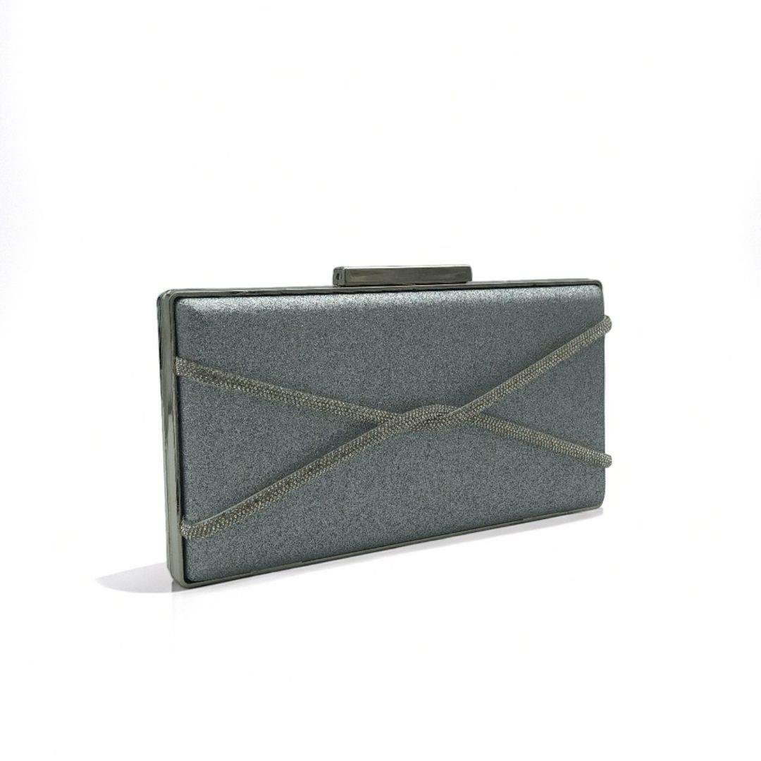 Gümüş Çapraz Simli Çapraz Işıltı Abiye Çanta