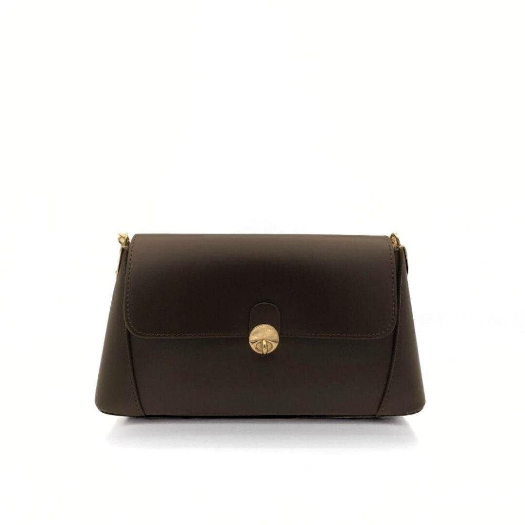 Kahverengi Gold Kilit Detaylı Meri El Çantası