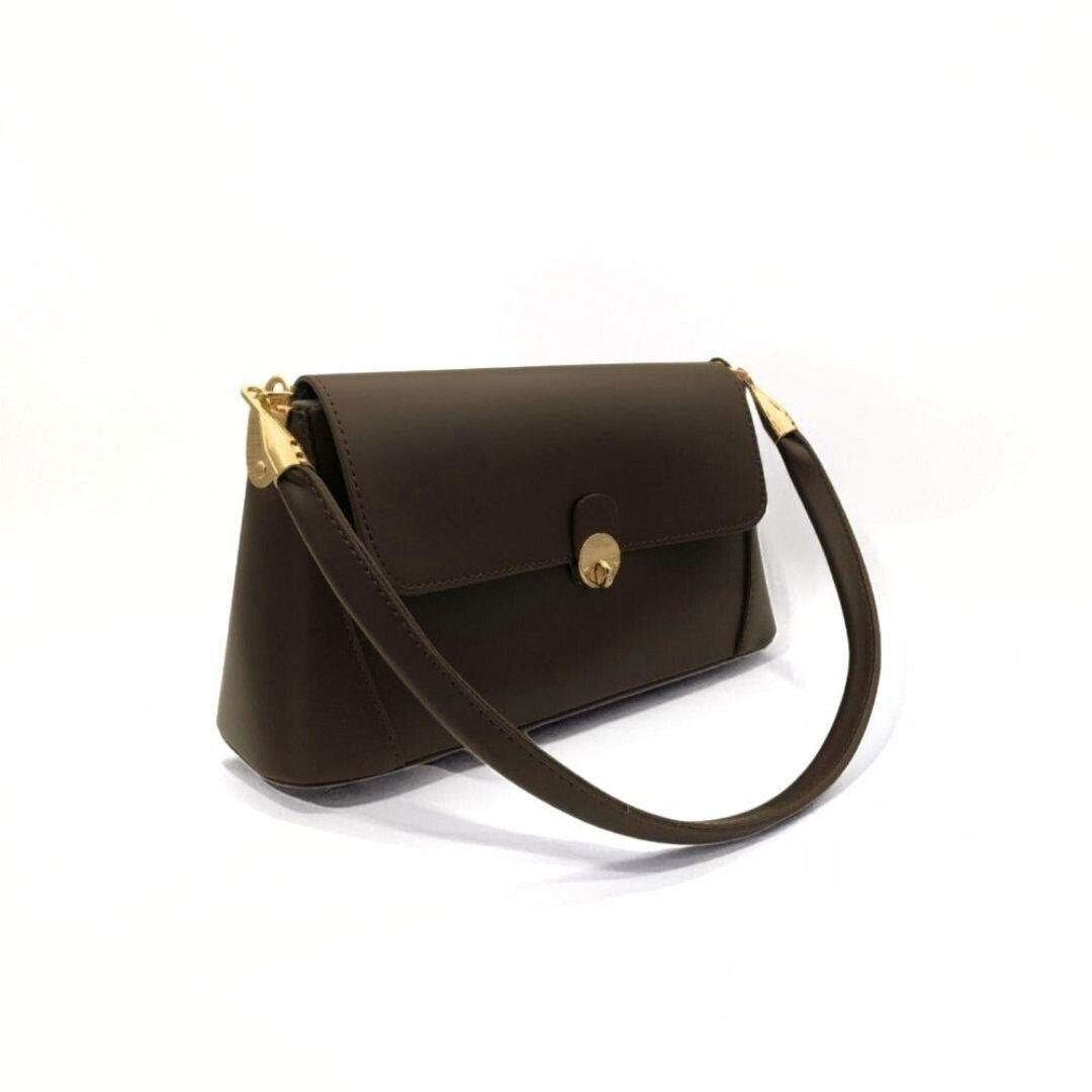 Kahverengi Gold Kilit Detaylı Meri El Çantası