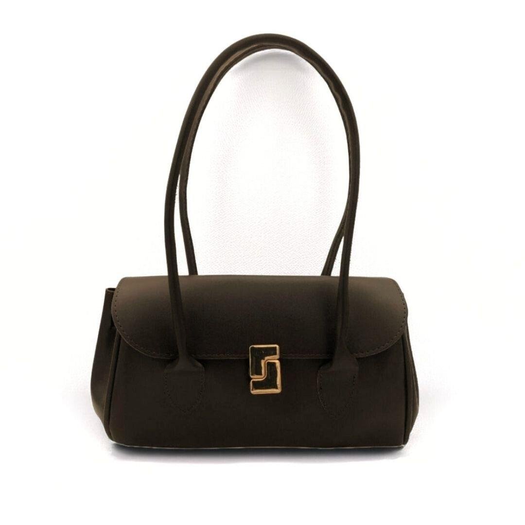 Kahverengi Gold Kilit Detaylı Modern El Çantası