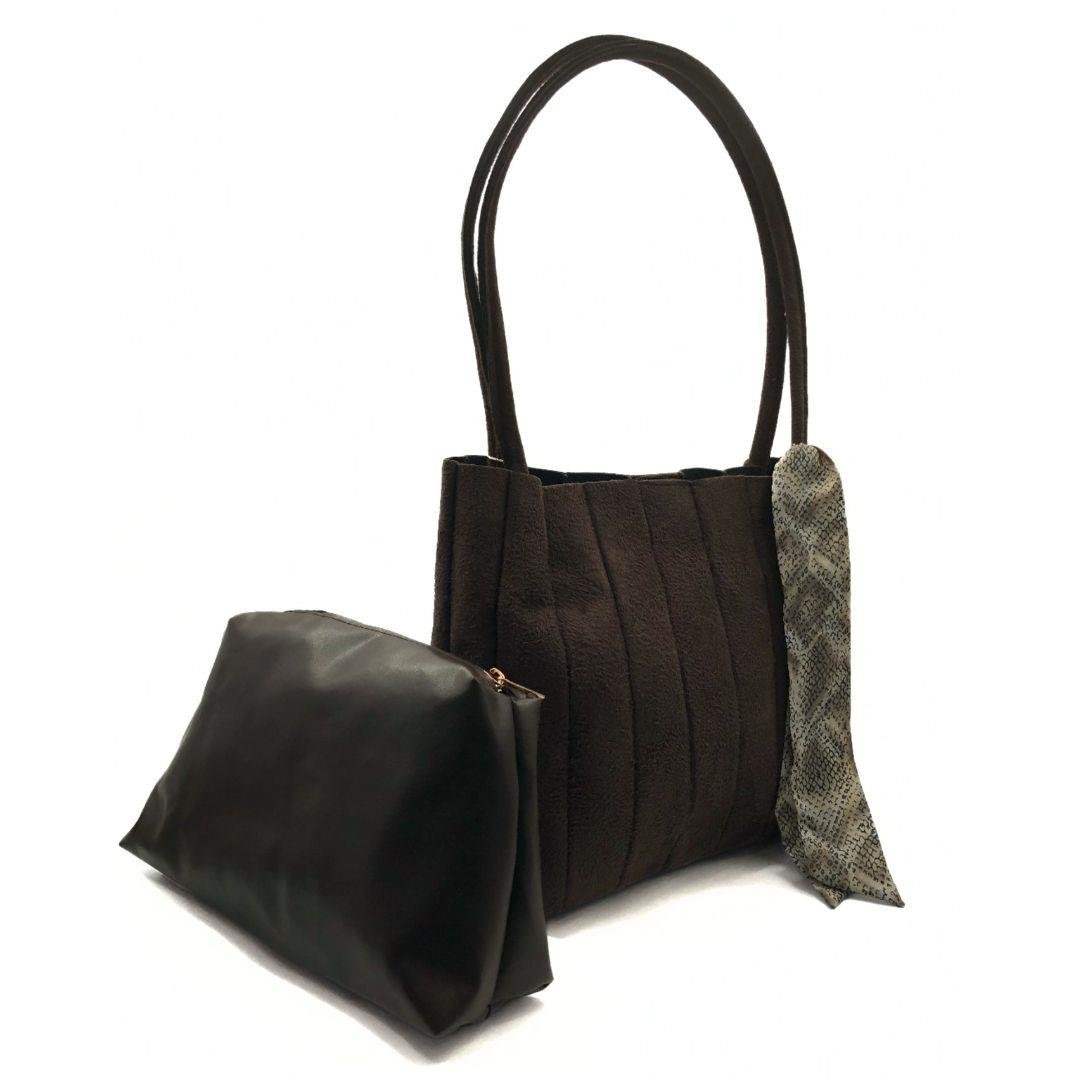 Kahverengi Süet Yavrulu Diva Omuz Çantası Seti