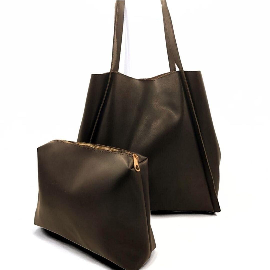 Kahverengi Yavru Çantalı Büyük Londra Omuz Çantası Seti