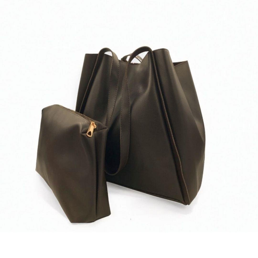 Kahverengi Yavru Çantalı Büyük Londra Omuz Çantası Seti