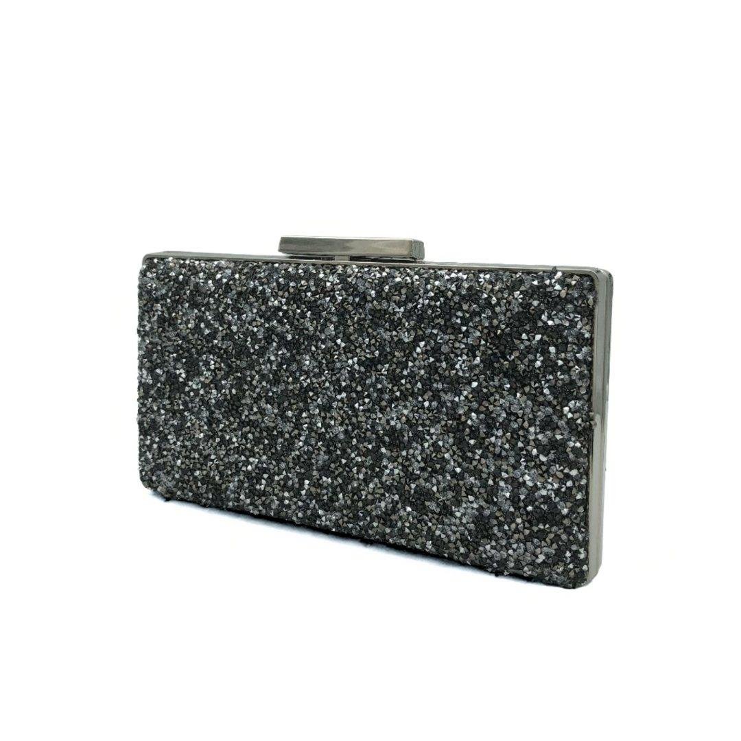 Koyu Gri Karışık Taşlı Mozaik Abiye Çanta