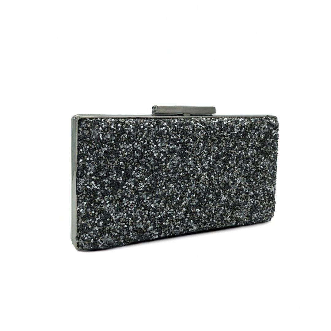 Koyu Gri Karışık Taşlı Mozaik Abiye Çanta