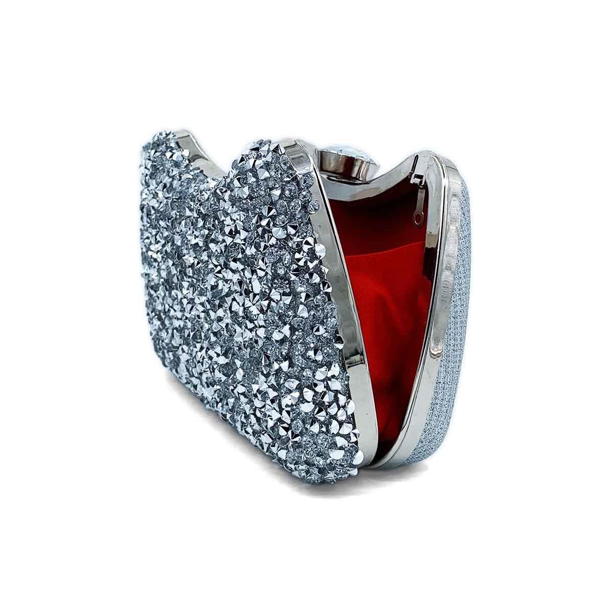 Kristal Gümüş Abiye Çanta