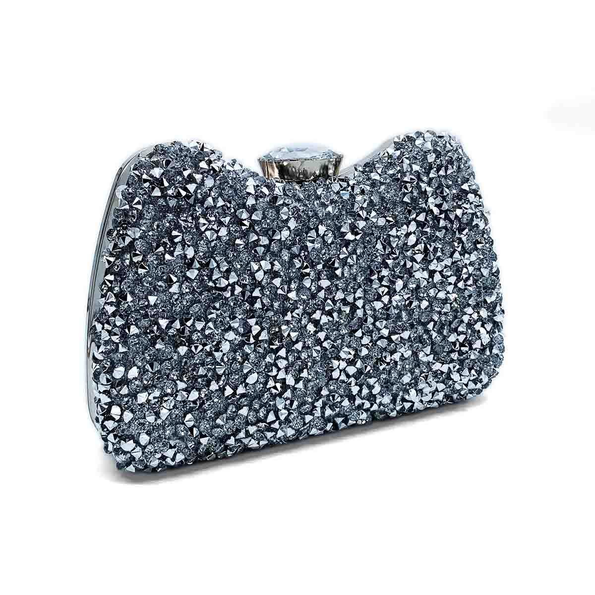 Kristal Gümüş Abiye Çanta