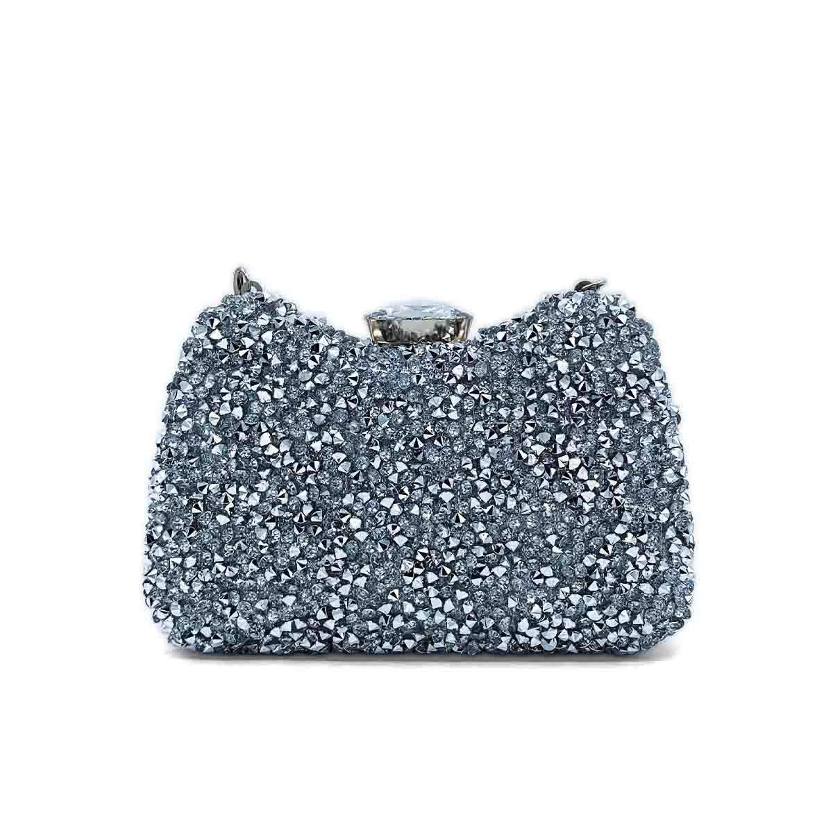 Kristal Gümüş Abiye Çanta