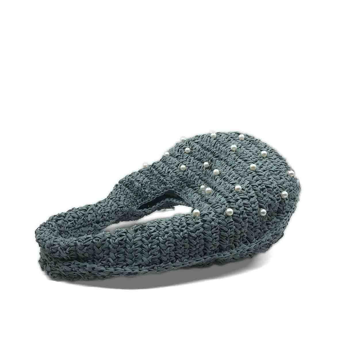 Pearl İncili Gri El Örgüsü Hobo Çanta, Besa Bags Omuz Çantası