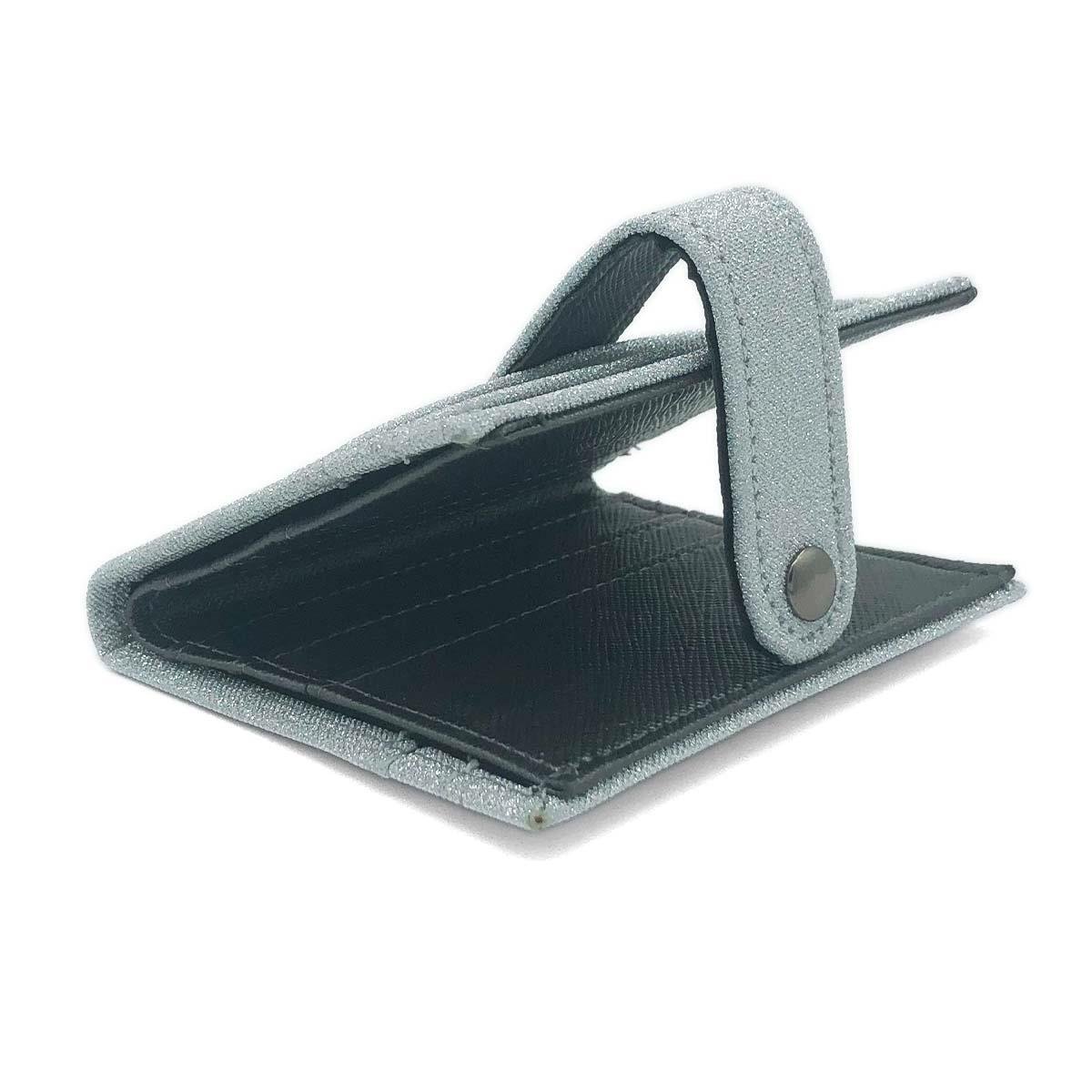 Simli Çıtçıt Kapaklı Gümüş Renk Kartlık