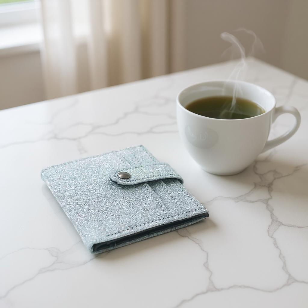 Simli Çıtçıt Kapaklı Gümüş Renk Kartlık