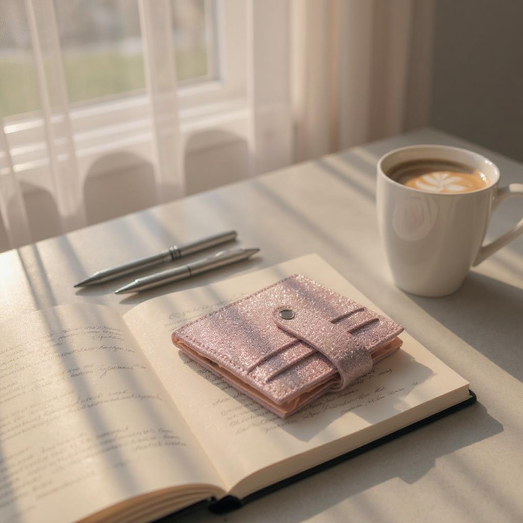 Simli Çıtçıt Kapaklı Pembe Kartlık