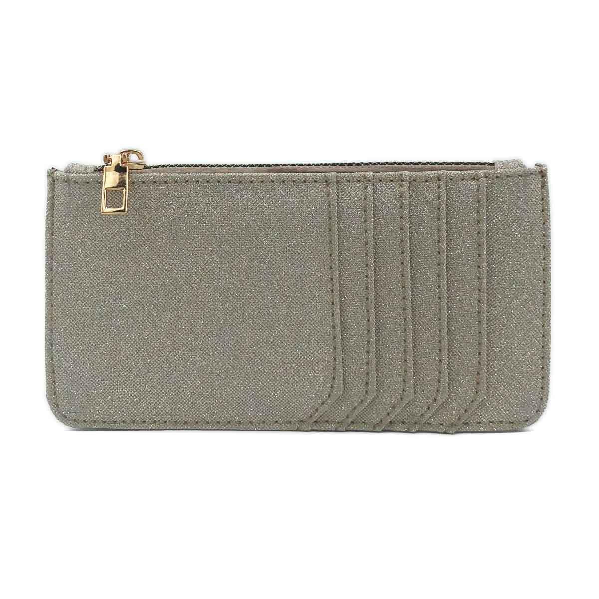 Simli Fermuarlı Altın Rengi Kartlık