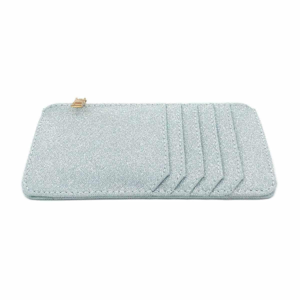 Simli Fermuarlı Gümüş Renk Kartlık