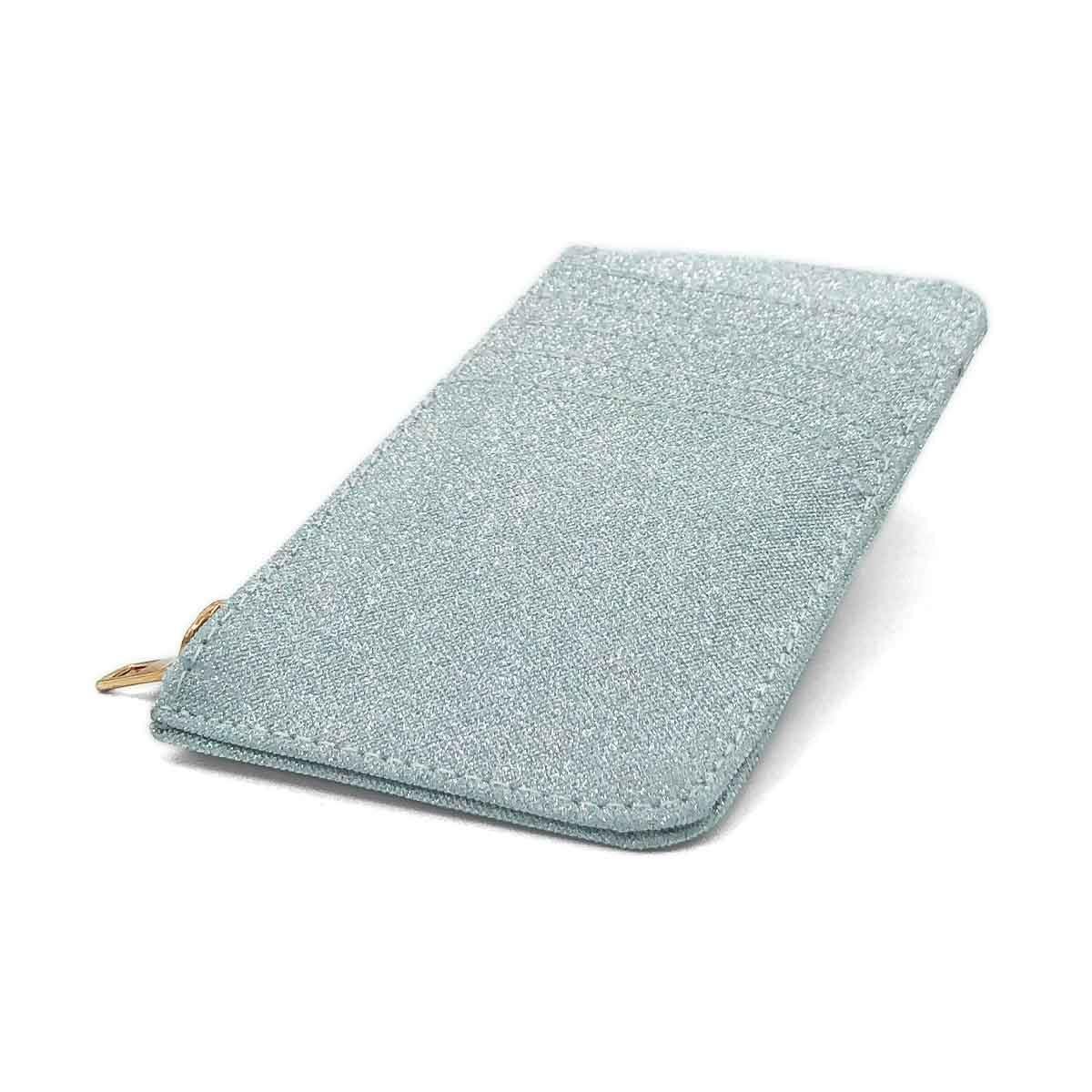 Simli Fermuarlı Gümüş Renk Kartlık