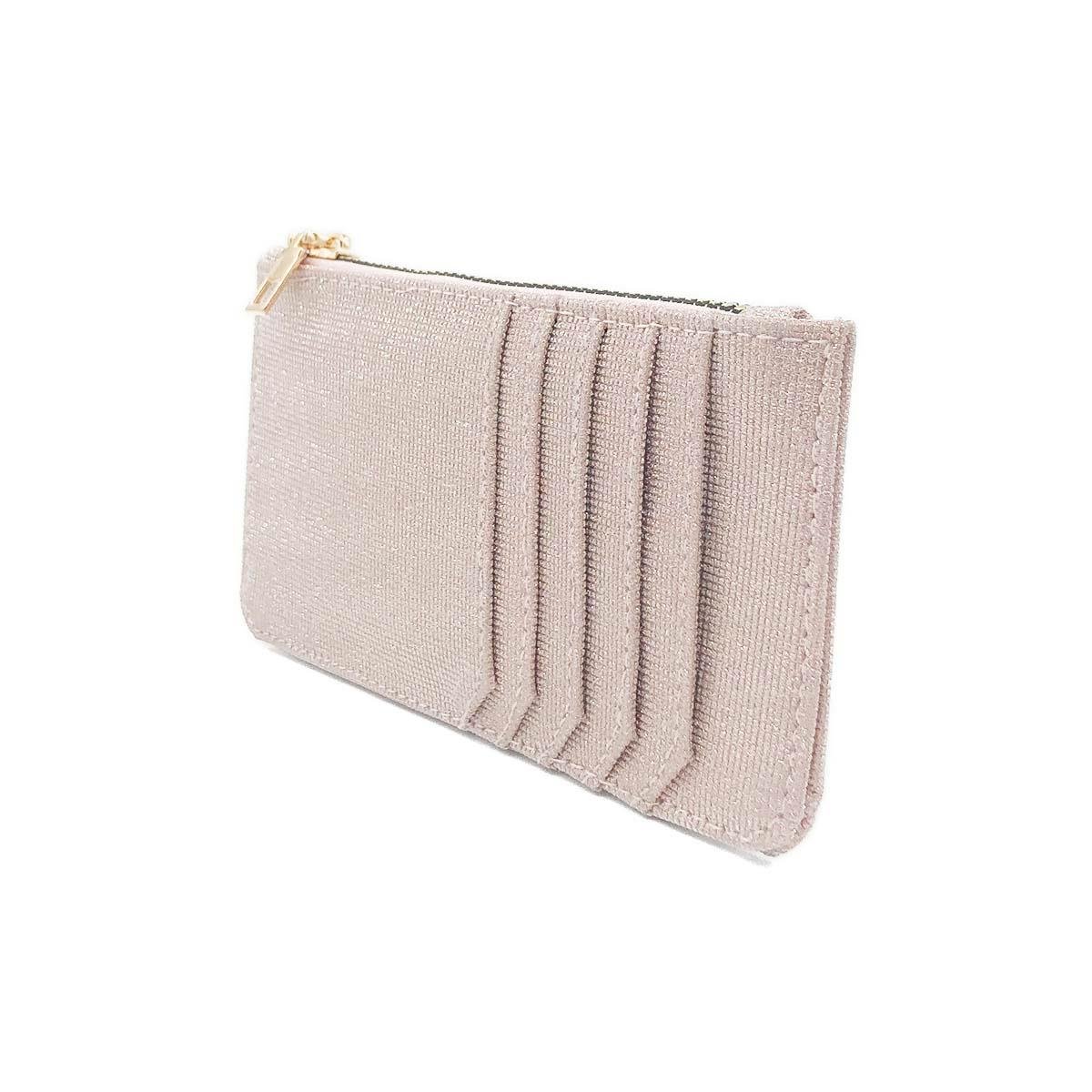 Simli Fermuarlı Pembe Kartlık