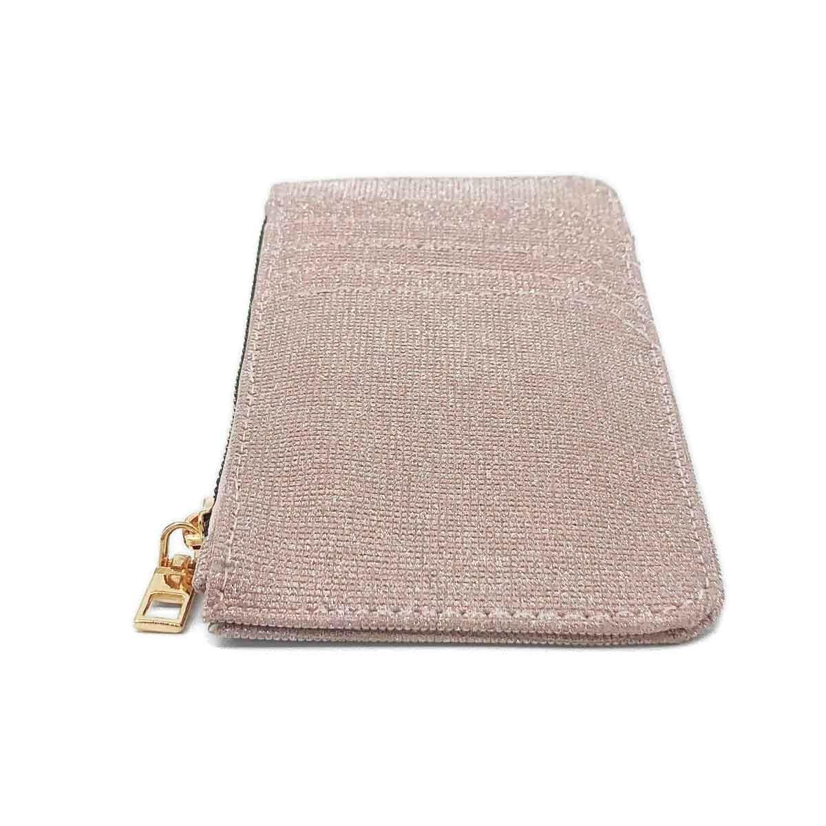 Simli Fermuarlı Pembe Kartlık