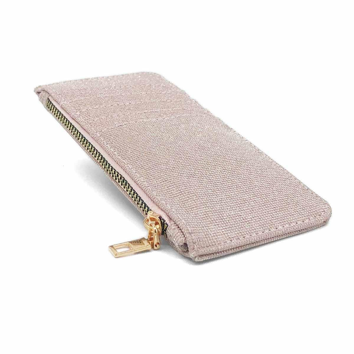 Simli Fermuarlı Pembe Kartlık