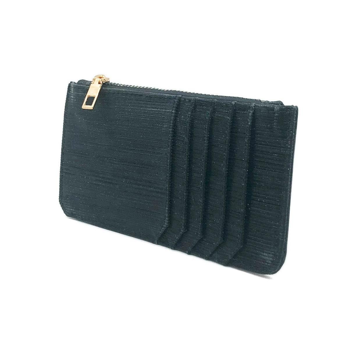 Simli Fermuarlı Siyah Kartlık