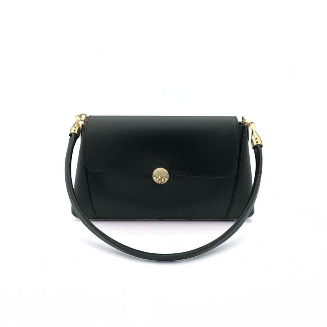 Siyah Gold Kilit Detaylı Meri El Çantası