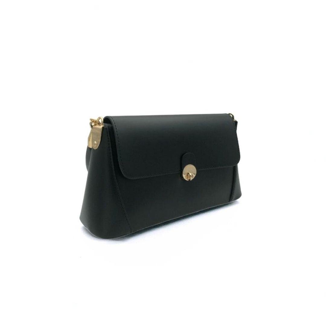 Siyah Gold Kilit Detaylı Meri El Çantası