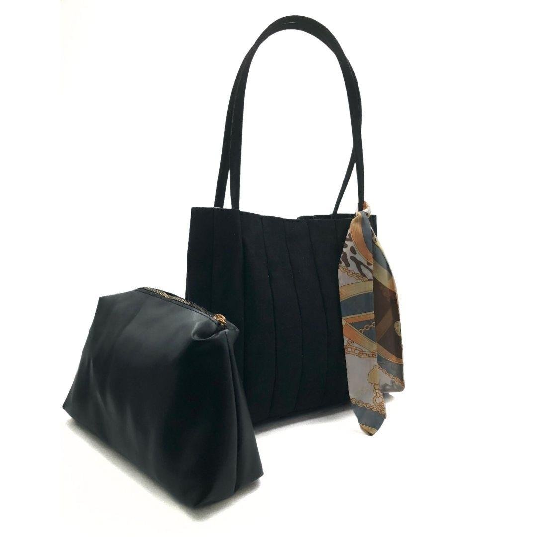 Siyah Süet Yavrulu Diva Omuz Çantası Seti