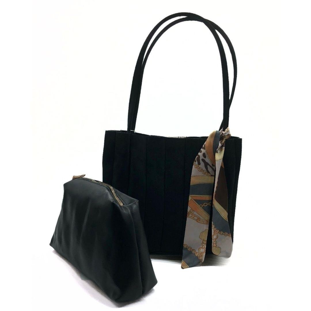 Siyah Süet Yavrulu Diva Omuz Çantası Seti