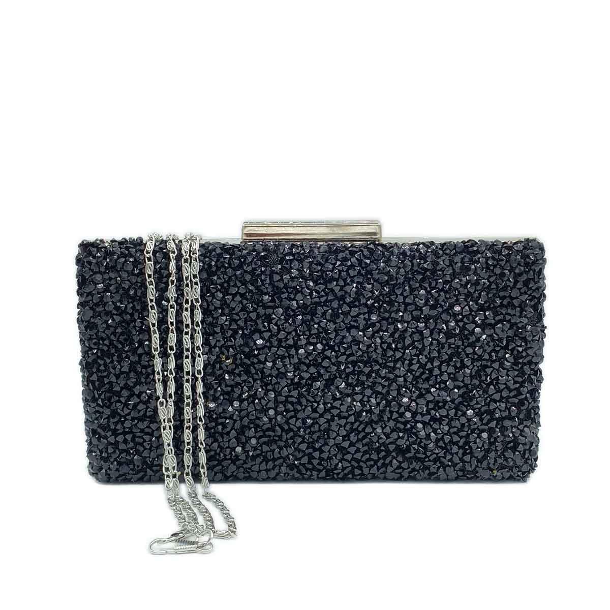 Siyah Taşlı Abiye Çanta