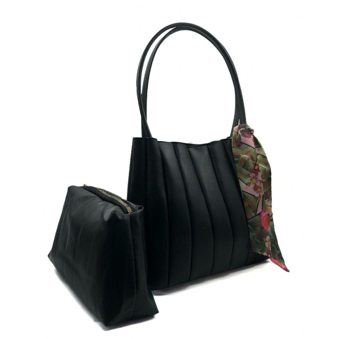 Siyah Yavrulu Diva Omuz Çantası Seti